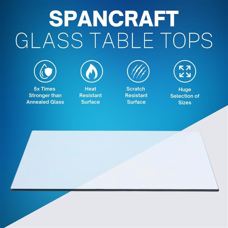 Landical 16x24 Inch Tempered Glass Table Top - 3/8 Inch Thick With Eased Corners & Anti-Slip Pads