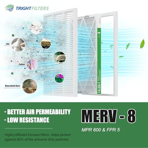 Image of TRIGHTFILTERS 14x20x1 Air Filter 4 Pack, MERV 8 Pleated HVAC Furnace Filter