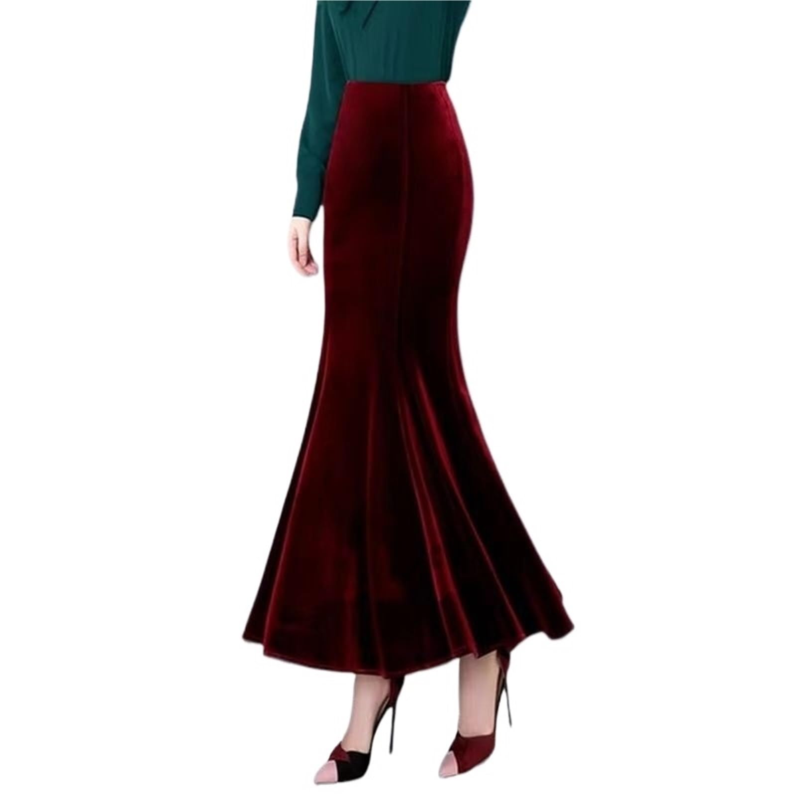 Faldas Mujer Faldas de Sirena de Cintura Alta elásticas de Color Liso a la Moda for Mujer, Ropa de Oficina, Falda Holgada a la Cadera.