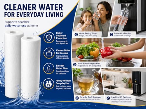 Image of Kitchen Clean High Density 10-Inch 5 Micron PP Spun Filter for pre Filter of All Type RO Water Purifiers (Pack of 3, Spun)