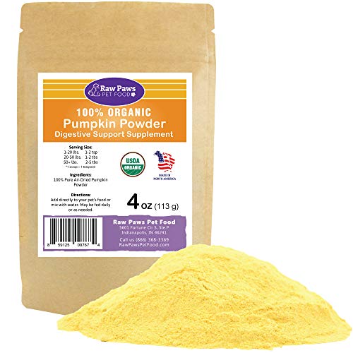 Raw Paws Pet Organic Pure Pumpkin for Dogs & Cats, Powder 4-oz