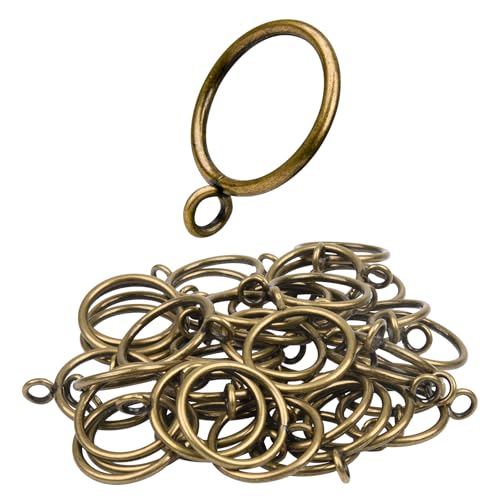 Manysky Curtain Rings with Eyelets 48 Pack Metal Drapery Rings for Pinch Pleat Curtains Panels Drape Rings Fits Up to 1 in Curtains Rod 1.26 Inch I D Antique Bronze