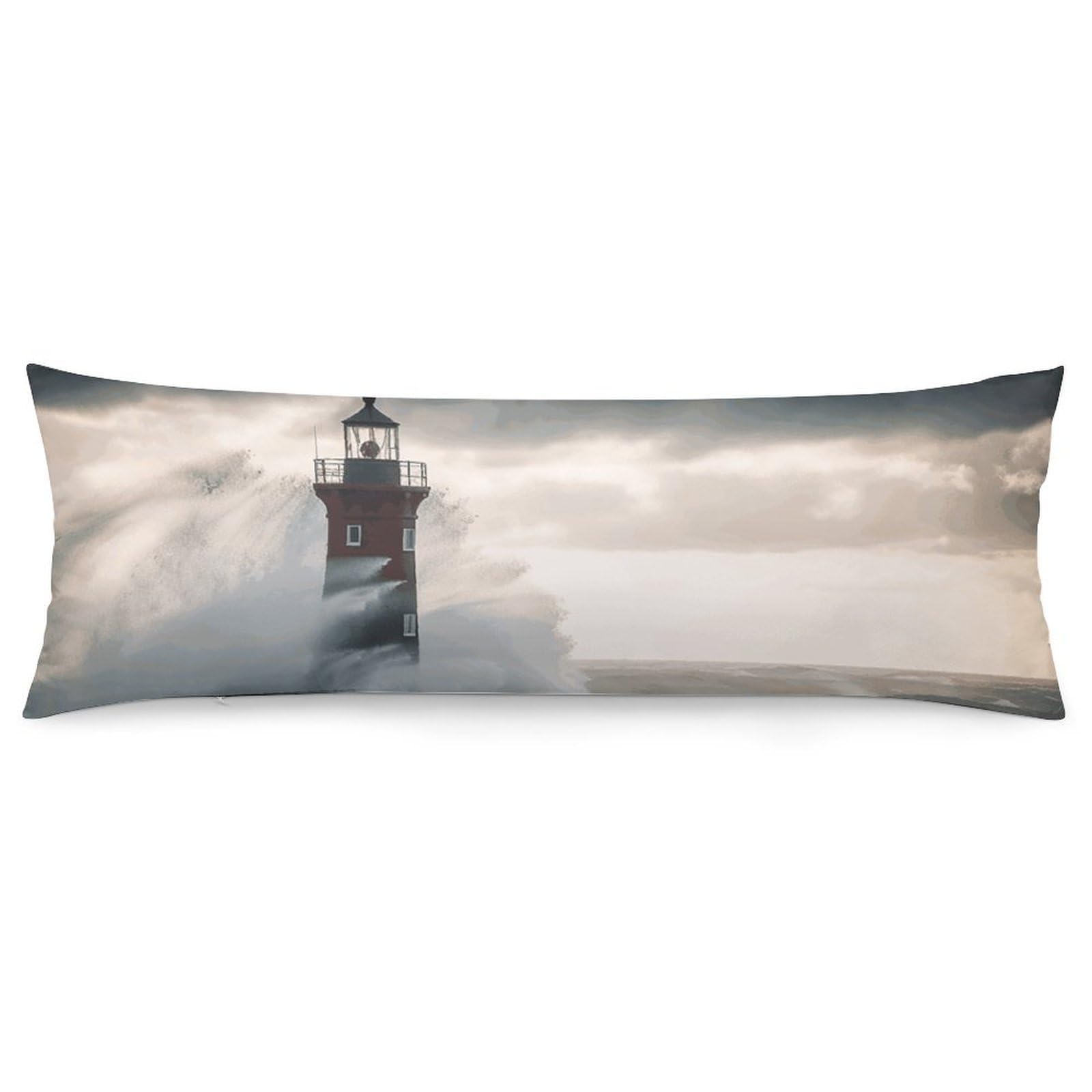 2 Pack Pillow Cases for Hair and Skin, Soft Breathable Pillow Case Covers with Hidden Zipper, Lighthouse in Storm Pillowcase 20"x54" Pillow Covers for Sleeping Gift