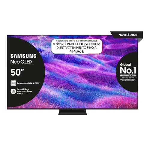 Samsung Smart TV 50” QE50QN83FAUXZT Neo QLED 4K Mini LED, NQ4 AI Gen2 Processor, 4K AI Upscaling, AI Customization Mode, Dolby Atmos & OTS Lite, Simple Chamfer Design, 2025