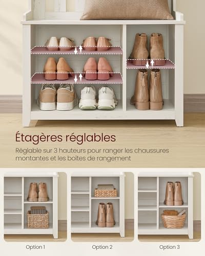 Banc à chaussures avec portant blanc nuage à 7 crochets doubles - 5