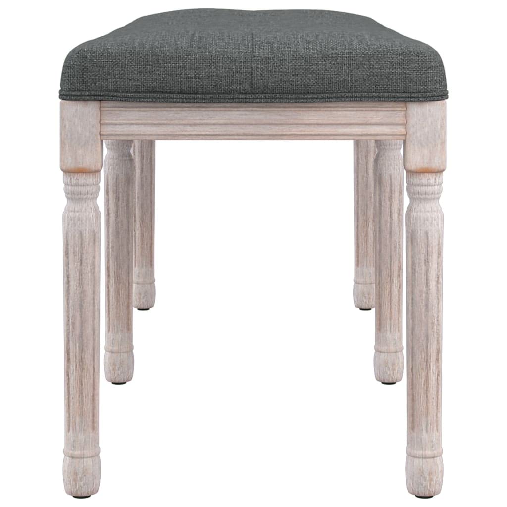 Ciemnoszara ławka do siedzenia z materiału, 110 x 40 x 49 cm, wyściełana nogami z litego drewna i filcowymi podkładkami, do przedpokoju, salonu, ławki fortepianowej w stylu vintage