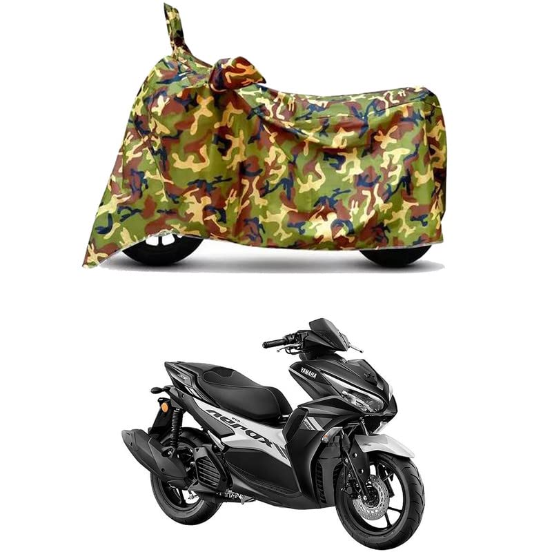 Image of Waterproof 100% PVC Coated Full Bike Scooty Two Wheeler Body Cover Compatible for Yamaha Aerox 155 /UV-Rays /Heat Protection /Birds Dropping /Scratchproof /Dust Proof [6X6 Jungle Print]