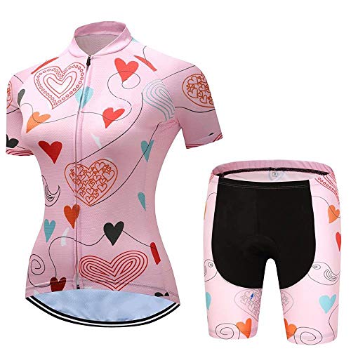 Maillot Cycliste Femme Manches Courtes, Pantalon de Cyclisme avec Coussinet en Gel 20D, Vêtement de Cyclisme de Montagne, Séchage Rapide , Respirant, Chaud Cover