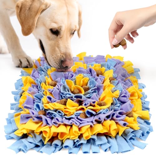 LIVEKEY Dog Snuffle Mat, Feeding Mat for Dogs, Durable Interactive Puzzle Toys for Training Foraging Skills(Yellow&Blue&Purple)
