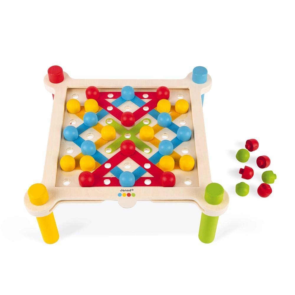 Janod - Essentiel - Le Laçage - Jeu Educatif Premier Âge en Bois - Dextérité et Créativité - Evolutif - Peinture à l'eau - Dès 3 Ans, J05064