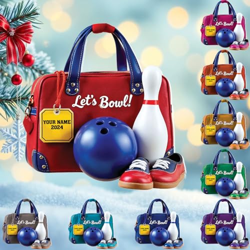 Personalized Bowling Christmas Ornament 2024, Custom Name Bowling Ball & Pin Ornament, Unique Bowler Keepsake, Bowling Team Xmas Gifts for Bowling Lovers & Players (Bowl1)