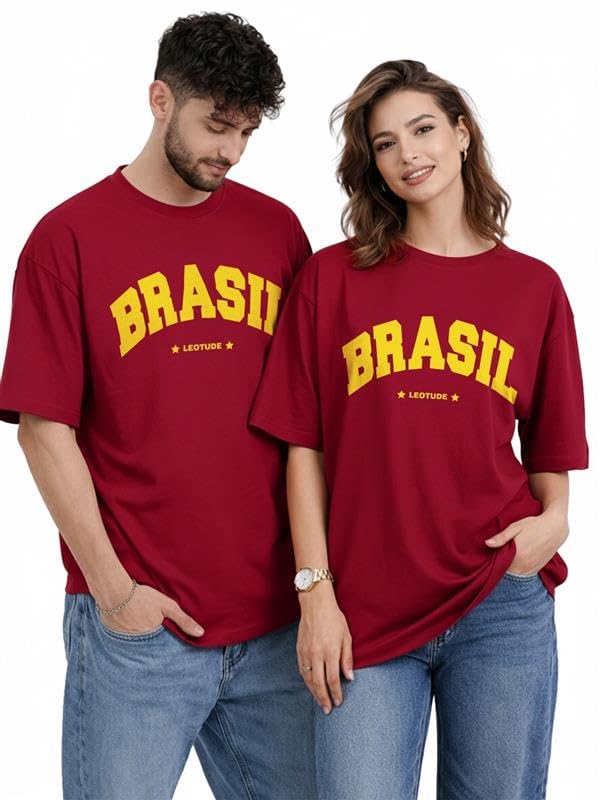 Image of LEOTUDE Valentine's Special Couple Matching Oversized Printed T-Shirt Combo