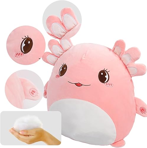 Miniatura 4 de ARELUX Almohada de peluche de anime de ajolote rosa suave de 18 pulgadas, lindo juguete de peluche kawaii, decoración de habitación, felpa para
