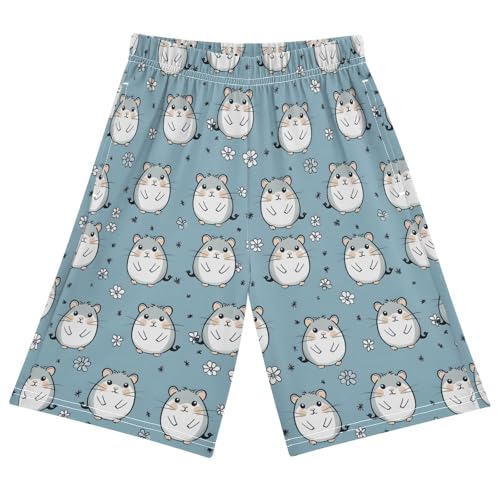 Hamster Pajama Pants Short Sleep Pants Pajama Bottoms Elastic Waist with Pockets 6-14 Years