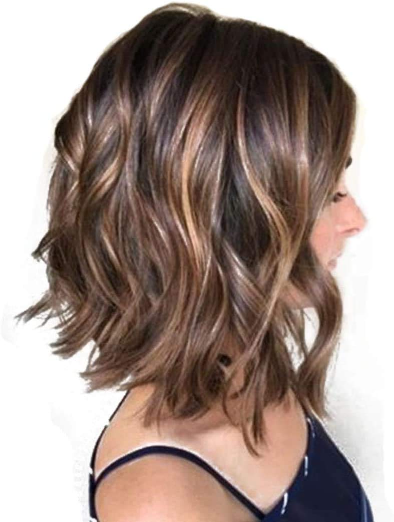 ZYZY Bob Lace Front Wigs Wavy Black Brown Ombre Synthetic Wig