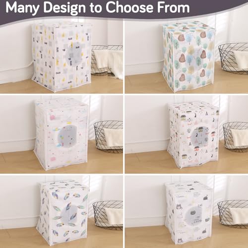 Image of HOKIPO Waterproof Front Load Washing Machine Cover | PEVA Dustproof Protective Cover for 6kg, 6.5kg, 7kg & 7.5kg Fully Automatic Machines | Size 63x62x85 cm, Geometric Abstract (AR-5878-D1)