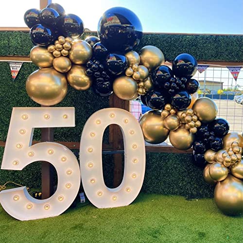 Image of RUBFAC 92pcs Metallic Gold Balloons Chrome Gold Balloon Different Sizes 18 12 10 5 Inch Gold Latex Balloons for Happy New Year Decorations 2024 Birthday Party Graduation