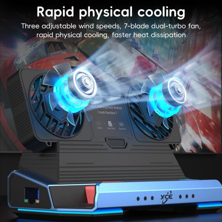 Image of Tobo 9 in 1 USB C Steam Deck Docking Station with Dismantling Cooling Fans 4K@60Hz,1000Mbs Ethernet,SD /TF,4 USB A,100 PD Charging 40Gbps Adapter for Steam Deck /Rog Ally /Switch /Legion Go TD-1406GA