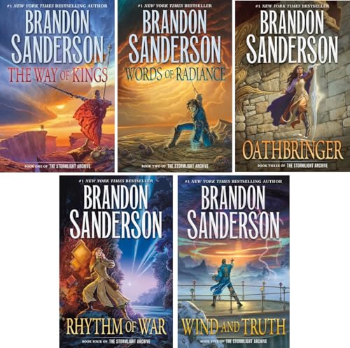 Stormlight Archive Series 5 Hardcover Books Collection: Way of Kings, Words of Radiance, Oathbringer, Rhythm of War, Wind and Truth