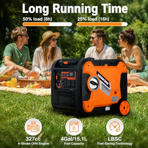 Image of Genkins 8000W Inverter Generator Outdoor Portable Generators Gas Powered Super Quiet with Electric Start Ideal for Home Backup, RV, Camping, Travel