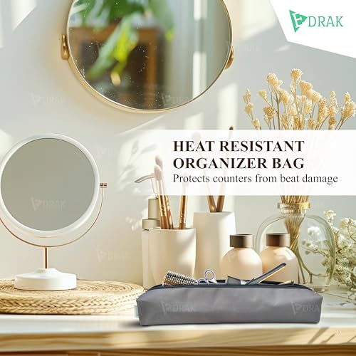 Image of EDRAK Hair Tools Organizer Bag, Case,Cover Portable Travel Heat Resistant Storage Bag for Curling Irons, Flat Irons, Hair Straightener, Hot Air Brush and Hair Styling Tools.(Grey)