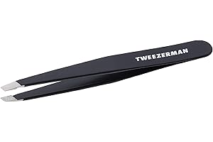 Tweezerman Black Stainless Steel Slant Tweezers for Expert Eyebrow Shaping