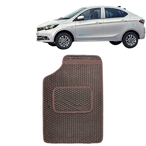 Image of Kingsway Dotted Design Car Floor Foot Mats Universal Fit for Tata Tigor EV, Model Year : 2019 Onwards, Water and Dustproof, Color Brown, Set of 5 Pieces