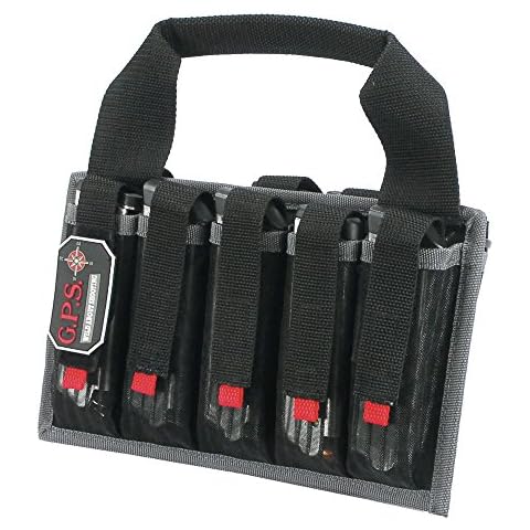 G5 Outdoors G.P.S Pistol Magazine Tote with Adjustable Hook and Loop Locking Tabs - Holds 10 Magazines - Durable Lightweight Portable Shooting Accessory,Black Cover