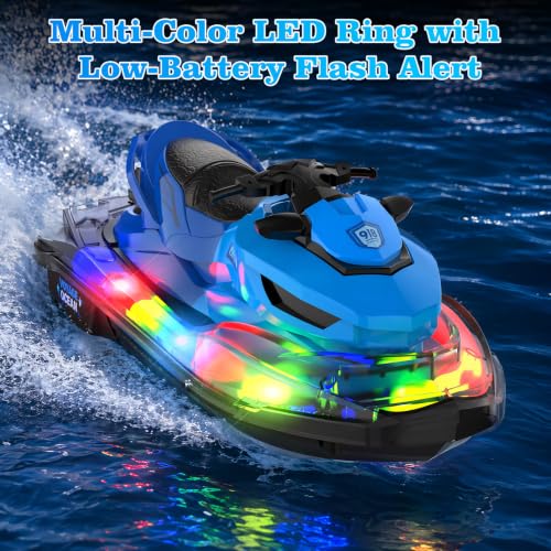 pisosorc RC Boat, Remote Control Boat for Adults & Kids 8-12, 2.4GHz RC Motorboat, Auto-Start & LED Lights, Low‑Battery Alert Fully Waterproof RC Ship for Pool Lake Racing, Summer Toys - image 7