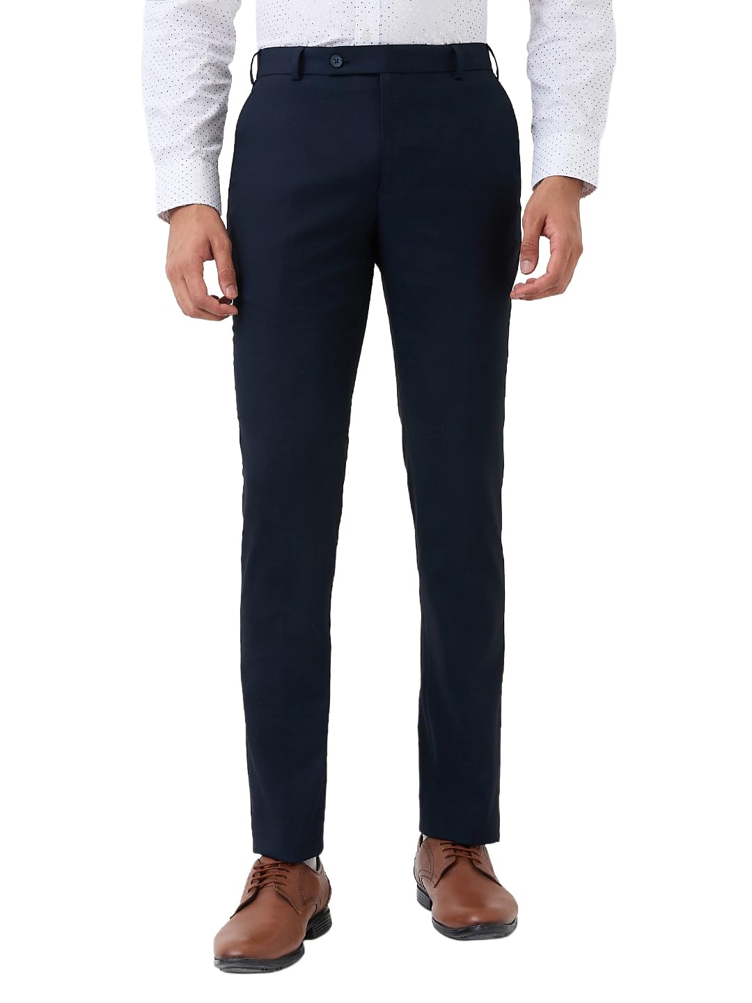 Men's Super Slim Fit Plain Pattern Polyester Blend Pleated Formal Trouser