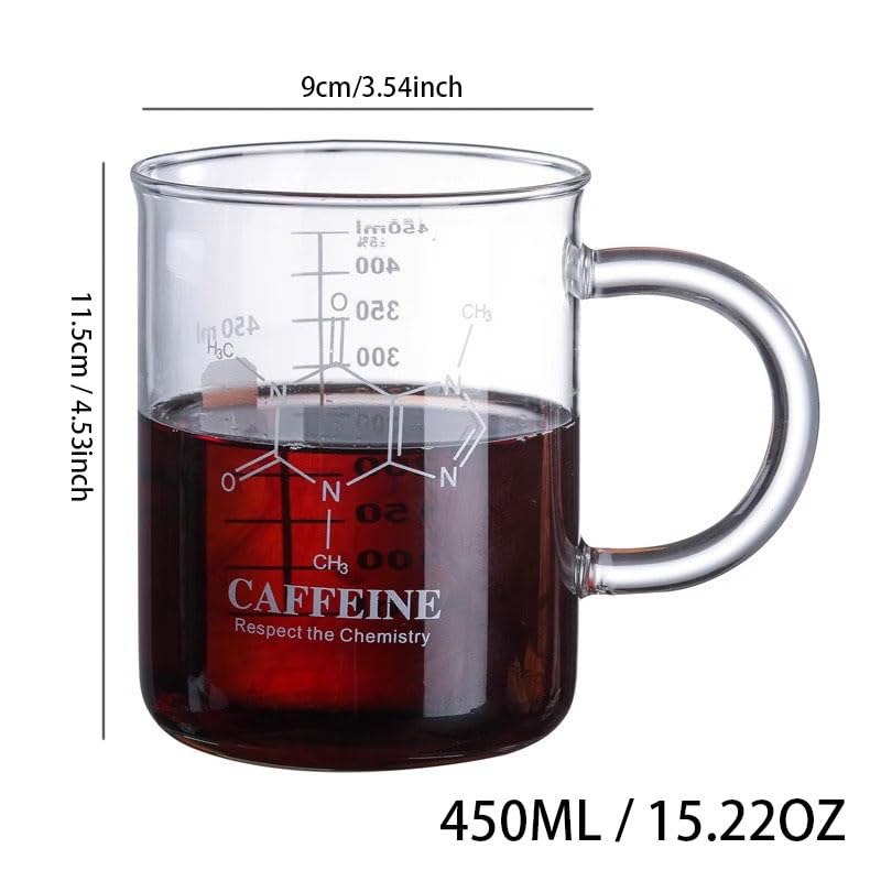 Tazza graduata in vetro borosilicato resistente al calore - 1/2 pezzi Becher graduato da cucina con manico for caffè e latte(2pcs)
