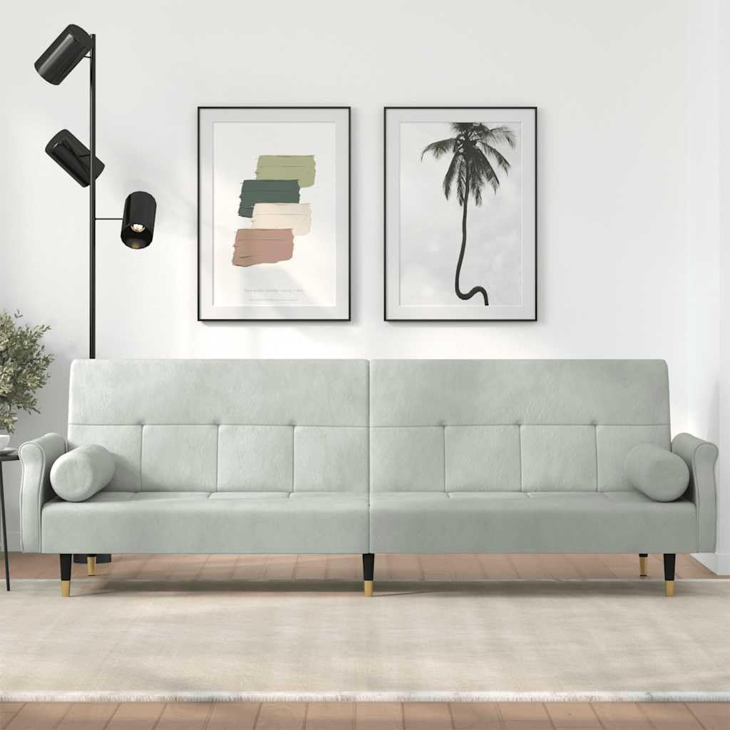 Sofa Bed Light Gray Velvet (100% Polyester) Living Room Furniture
