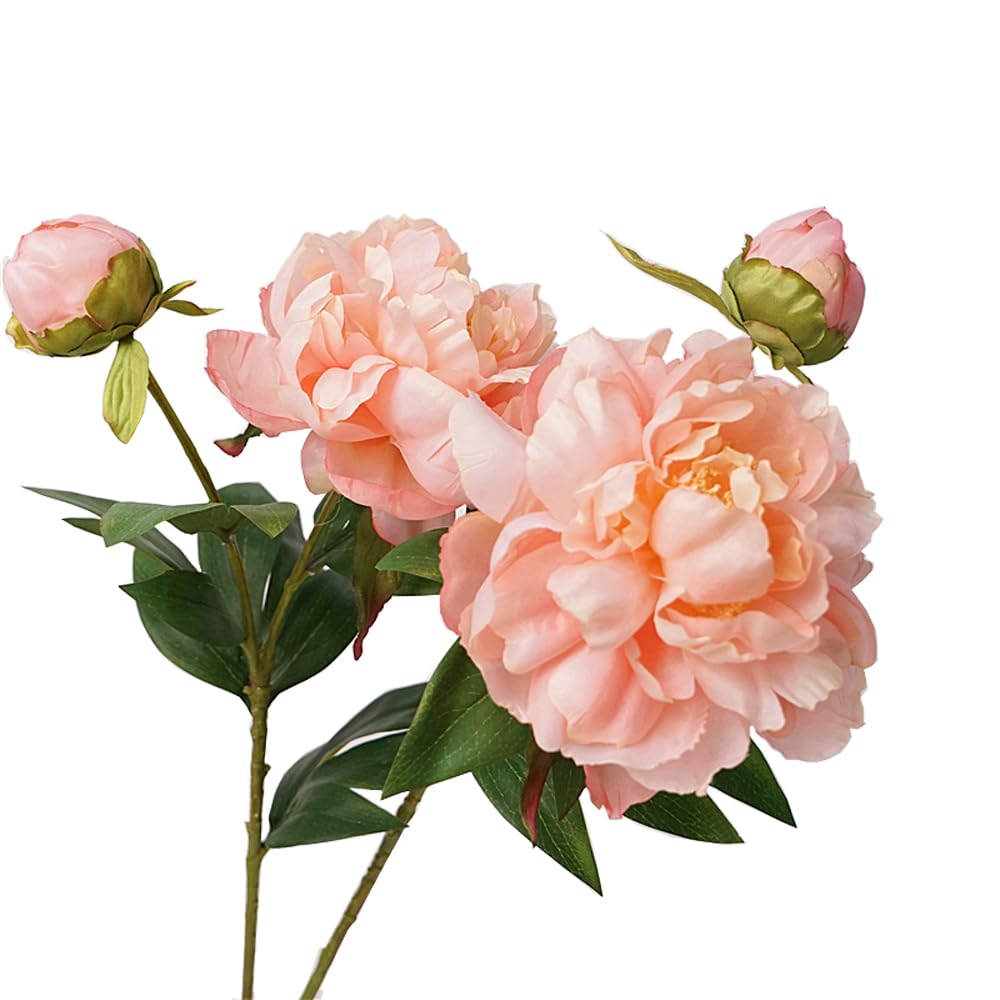 Artificial Peony 4PCS Vintage Silk Flowers Fake Peonies with Stems for Wedding Decoration Bridal Bouquet Arrangement (deep Pink)