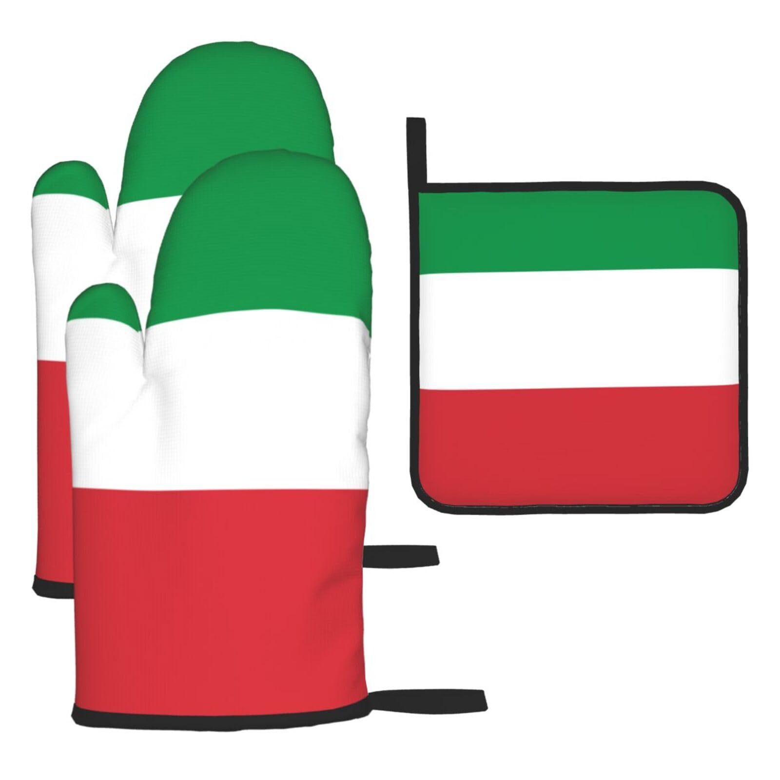 Italy Flag Print Oven Set Kitchen Gloves Baking Grilling Microwaving Cooking Gift Everyday Holiday