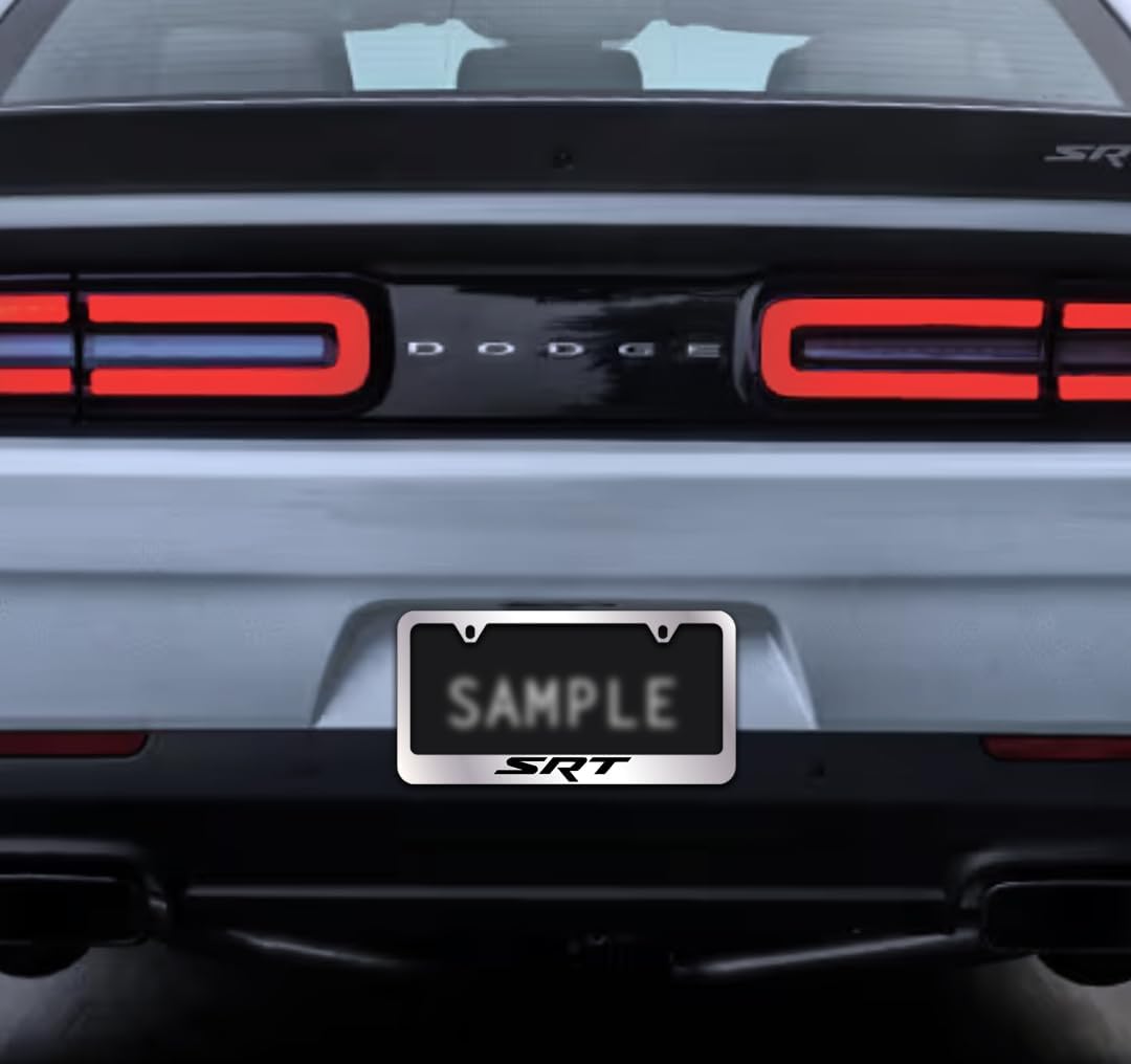 Dodge SRT License Plate Frame (2 Hole/Brass, Chrome/Wide)
