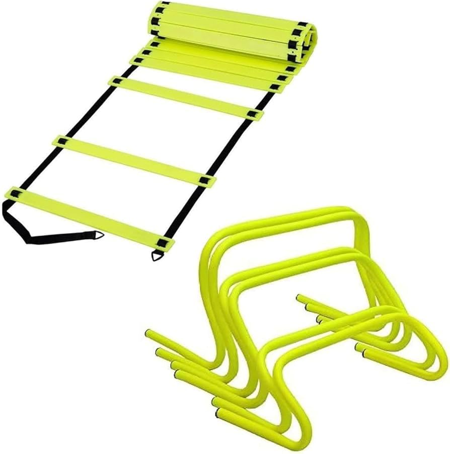 BROZYN Agility 4meter Ladder and Speed Hurdles 6 inch (6 pcs) Combo Set, Yellow, for Football and Athletic Training-image-27