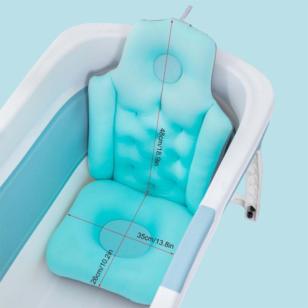 Cuscino per Vasca da Bagno, Tappetino Pieghevole Traspirante per Tutto il Corpo e Cuscino Poggiatesta per Donne e Uomini, Cuscino Vasca da Bagno 3D Mesh, per Vasca Idromassaggio e Spa (Blu)