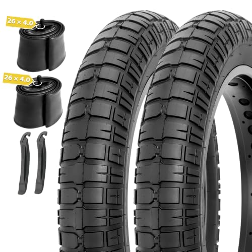 MOHEGIA E-Bike Fat Tires Replacement Set: 2 Pack 26x4.0 inch Electric Bicycle Tires, Pair Inner Tubes with Tire Levers, High-Performance with Street or Urban Road Riding