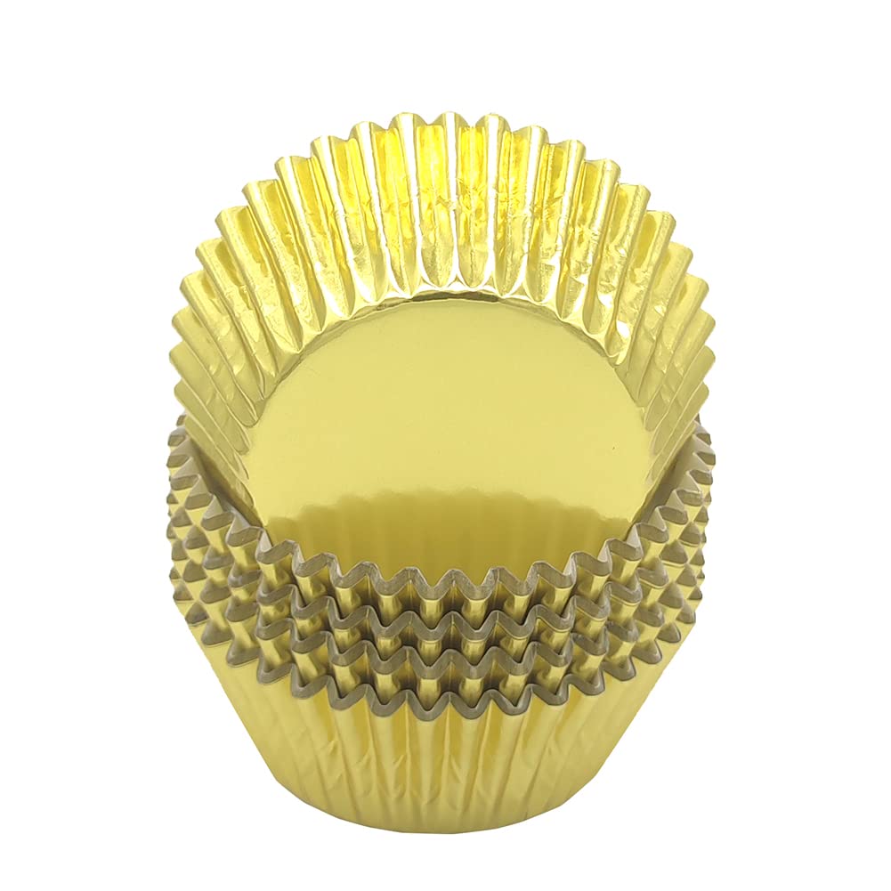 Mombake Standard Gold Foil Cupcake Cases Liners Muffin Baking Cups for Party and More, 100-Count