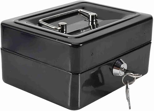 Miniatura 2 de Caja de dinero mediana de 5.9 x 4.72 x 2.95 pulgadas, caja de dinero portátil de acero para el hogar con bandeja de dinero para caja de seguridad