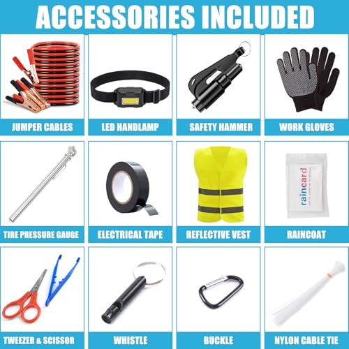 Car Roadside Emergency Kit, Portable Car Safety Kit Car Kits for Emergency, Black - Image 2