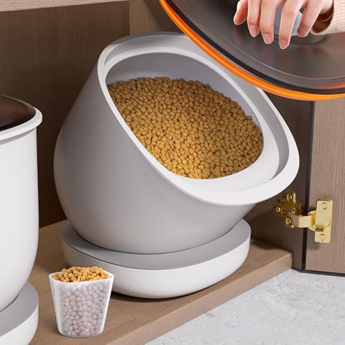 Feeding & Watering Supplies - CTIME Airtight Cat Food Container for Small Dog Bird Pet Treats & Dry Food -6 lb(White)