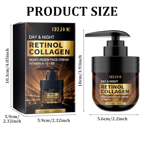 Retinol Creme Hochdosiert für Feuchtigkeitsspendend und Schlaffer Haut Gesicht, Akne und Poren vermindern 100ml Testsieg