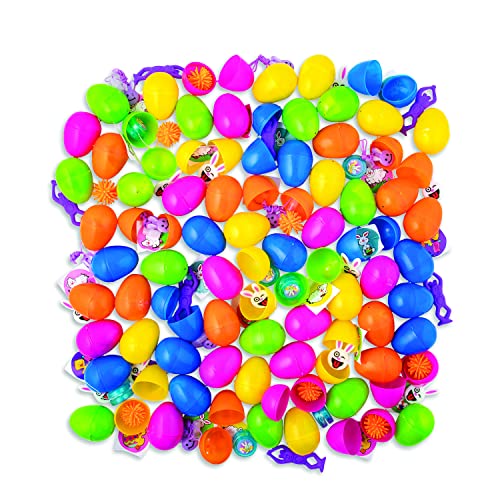 Fun Express 5000 Pieces - 2 1/2" Bulk Deluxe Toy-Filled Plastic Easter Eggs, Easter Egg Hunt Supplies