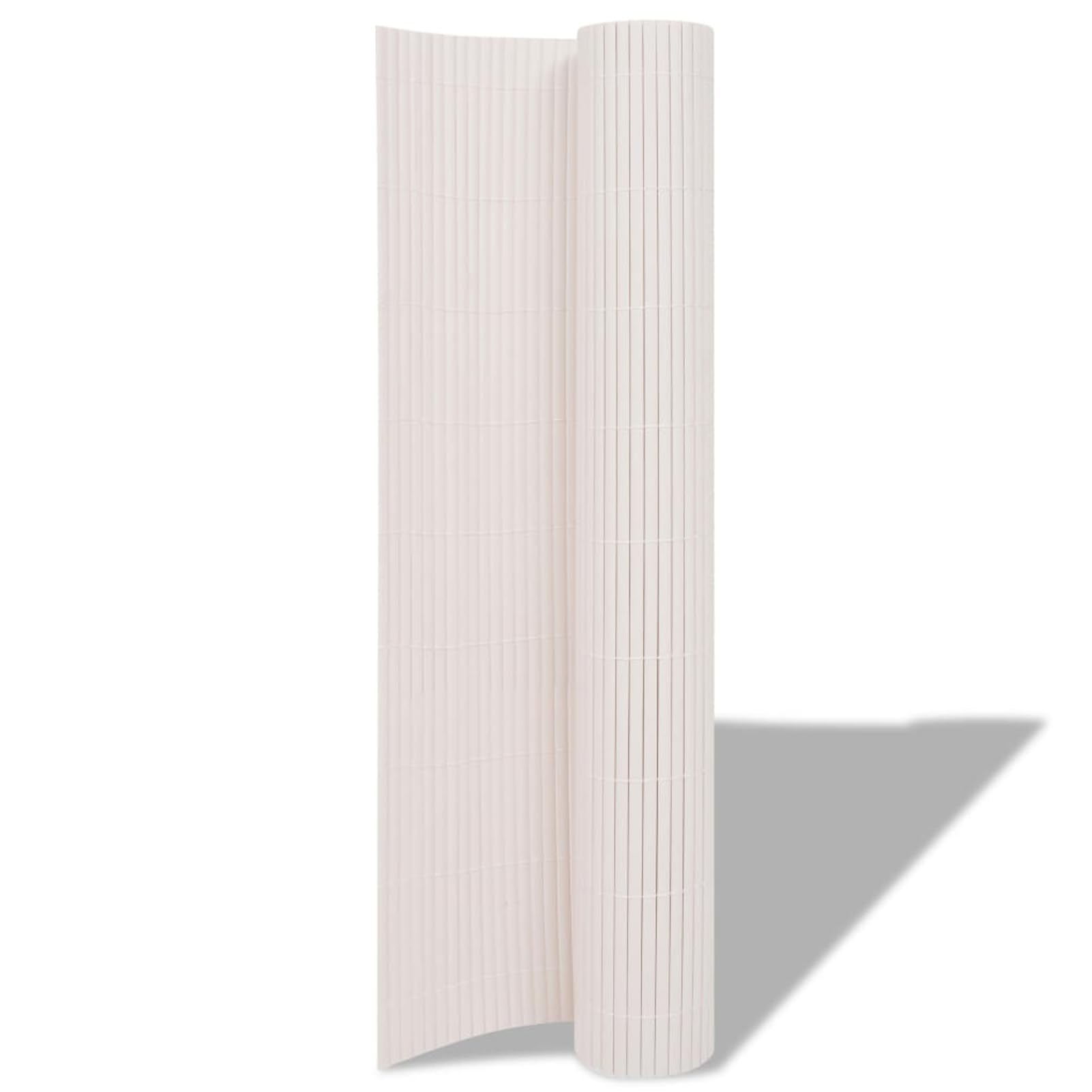 Valla de jardín de doble cara, 90 x 500 cm, color blanco - Cañizo para valla de balcón