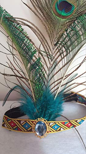 Rgontar HDH2 Handmade Indian Headdress, Peacock Feather And Chicken Feather, Fashion Indiana Ethnic Native American Costume thumb #6