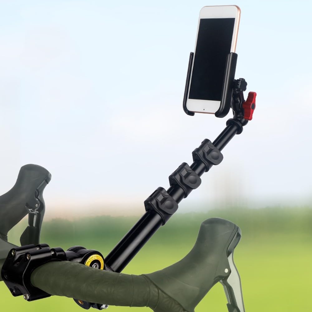 Kit per selfie, in lega, per manubrio bici, rotazione a 360° | Lega di alluminio CNC, rotazione a 360 gradi, forte resistenza al vento, stabilità robusta, adatta a barre rotonde