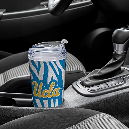 Image of Rico Industries NCAA Glitter 24oz Acrylic Glitter Tumbler with Hinged Lid, Officially Licensed Double Wall Tumbler with Straw