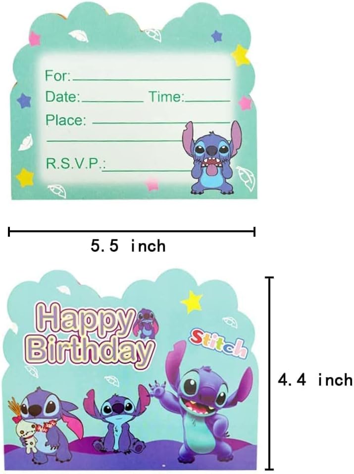 Miniatura 2 de DRENGE 20 invitaciones de cumpleaños de puntada, invitaciones de fiesta de puntada, suministros de decoración de fiesta de cumpleaños (2)