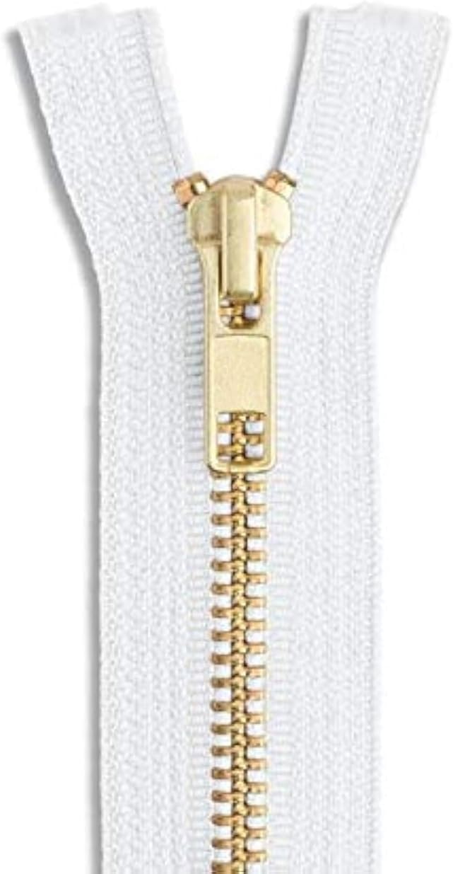 16 inch Metal Zipper White 16” Antique Brass Metal Heavy Duty Zippers Separating Sewing Zipper Craft Zippers
